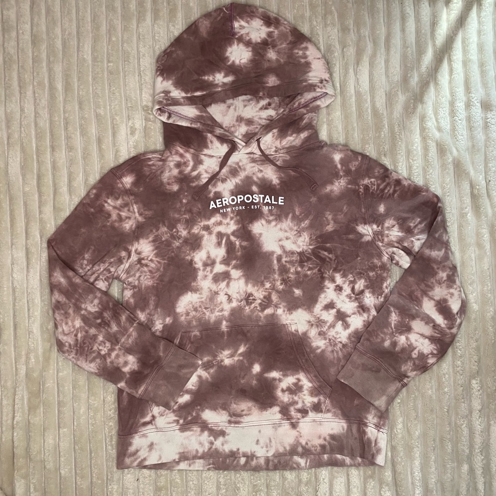 Aéropostale Tie-Dye Hoodie in Mauve and White